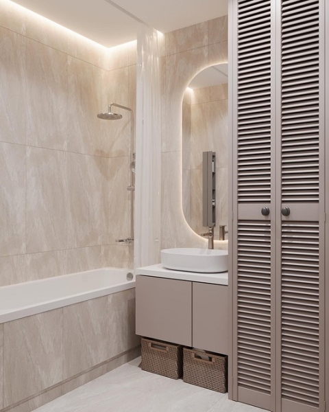 Бежевая ванная: правила оформления, варианты палитры и 70 стильных фото