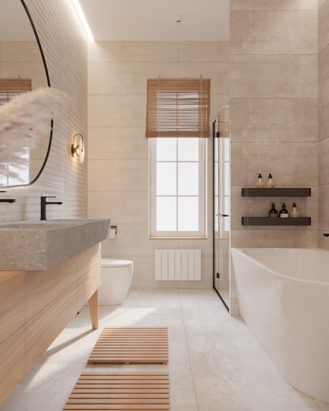 Бежевая ванная: правила оформления, варианты палитры и 70 стильных фото