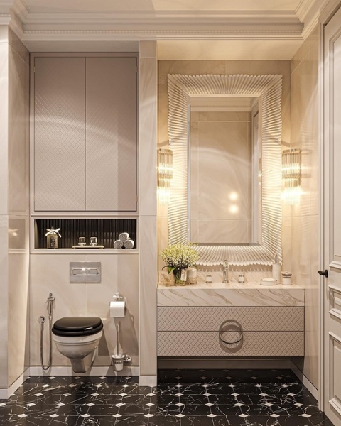 Бежевая ванная: правила оформления, варианты палитры и 70 стильных фото