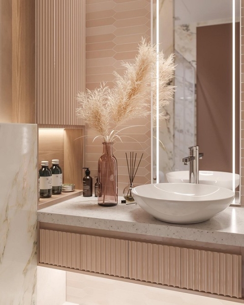 Бежевая ванная: правила оформления, варианты палитры и 70 стильных фото