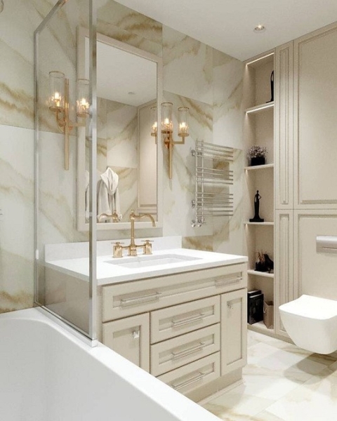 Бежевая ванная: правила оформления, варианты палитры и 70 стильных фото
