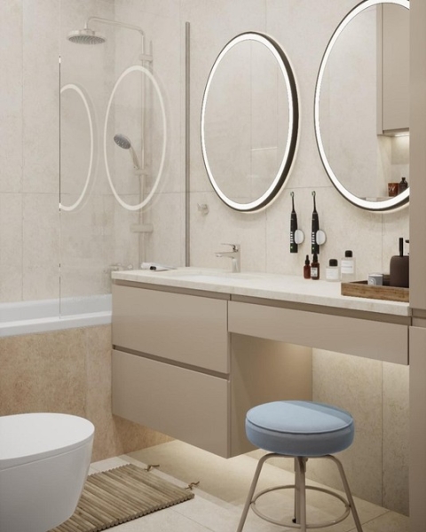 Бежевая ванная: правила оформления, варианты палитры и 70 стильных фото