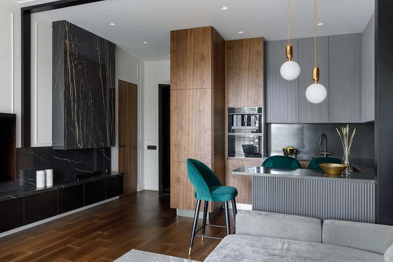 
                                Дизайн кухни-гостиной: особенности зонирования, примеры планировок и 118 фото в разных стилях                            