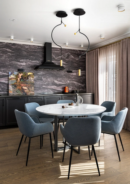 
                                Дизайн кухни-гостиной: особенности зонирования, примеры планировок и 118 фото в разных стилях                            