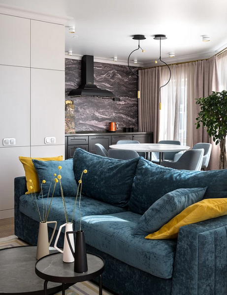 
                                Дизайн кухни-гостиной: особенности зонирования, примеры планировок и 118 фото в разных стилях                            