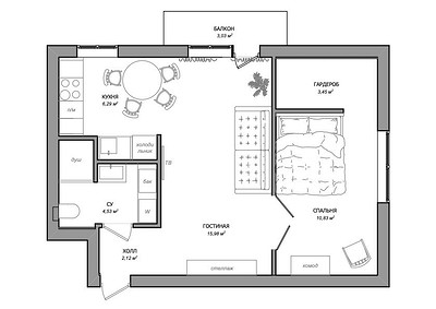 Это невероятно! Маленькая двушка 43 кв. м в хрущевке, которую теперь не узнать (фото до и после)