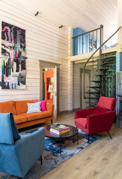 Как дизайнер оформила компактный домик 112 кв. м из бруса для семьи