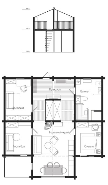 Как дизайнер оформила компактный домик 112 кв. м из бруса для семьи