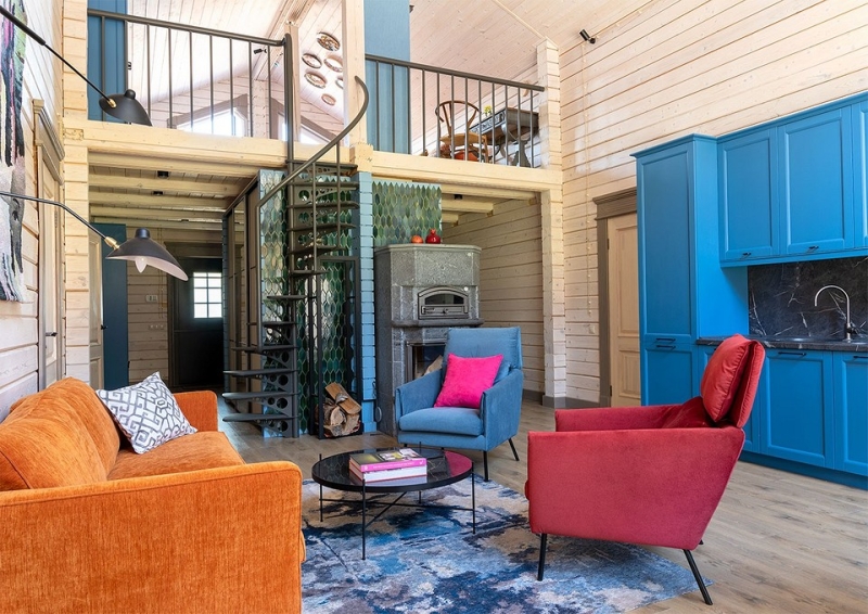 Как дизайнер оформила компактный домик 112 кв. м из бруса для семьи