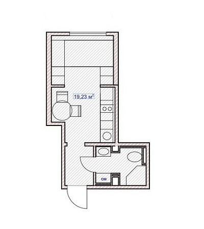 Как жить на 19 кв. м? Пример очень маленькой студии, где уместили все нужное