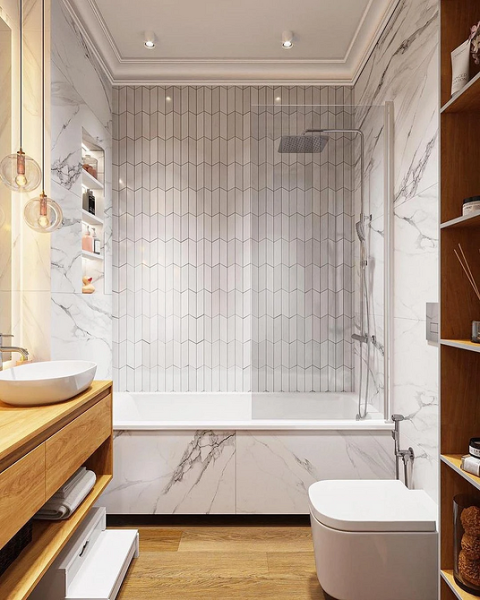 Сочетание плитки в ванной: как скомбинировать разные цвета и фактуры для гармоничного интерьера (97 фото)