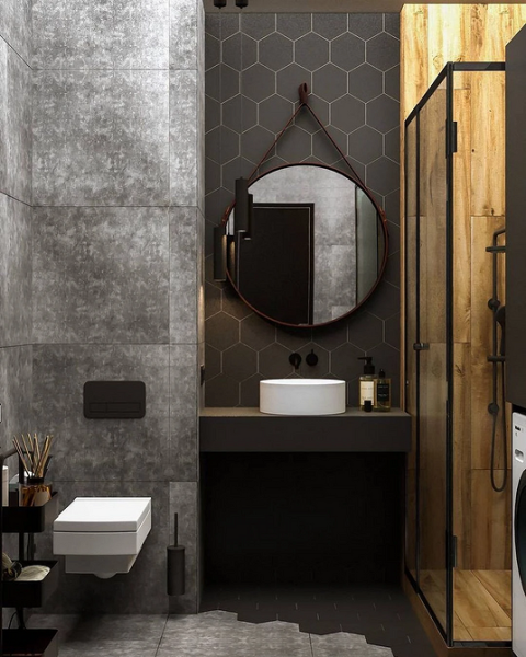 Сочетание плитки в ванной: как скомбинировать разные цвета и фактуры для гармоничного интерьера (97 фото)