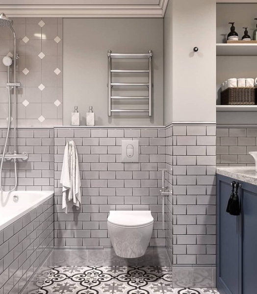 Сочетание плитки в ванной: как скомбинировать разные цвета и фактуры для гармоничного интерьера (97 фото)