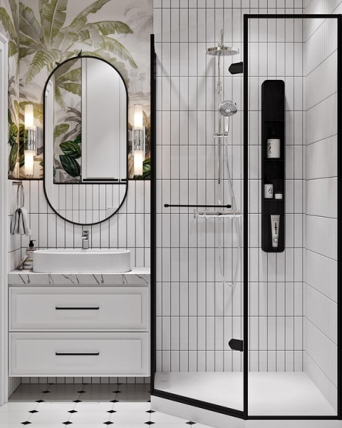 Сочетание плитки в ванной: как скомбинировать разные цвета и фактуры для гармоничного интерьера (97 фото)