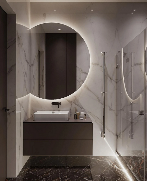 Сочетание плитки в ванной: как скомбинировать разные цвета и фактуры для гармоничного интерьера (97 фото)