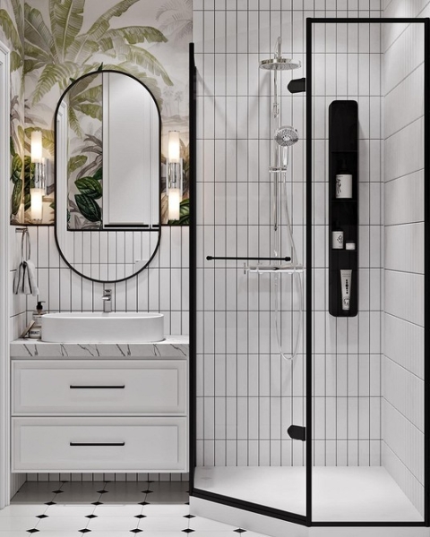 Сочетание плитки в ванной: как скомбинировать разные цвета и фактуры для гармоничного интерьера (97 фото)