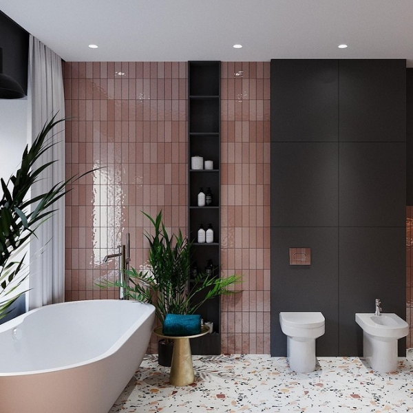 Сочетание плитки в ванной: как скомбинировать разные цвета и фактуры для гармоничного интерьера (97 фото)