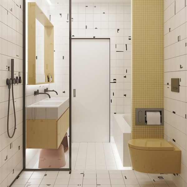 Сочетание плитки в ванной: как скомбинировать разные цвета и фактуры для гармоничного интерьера (97 фото)