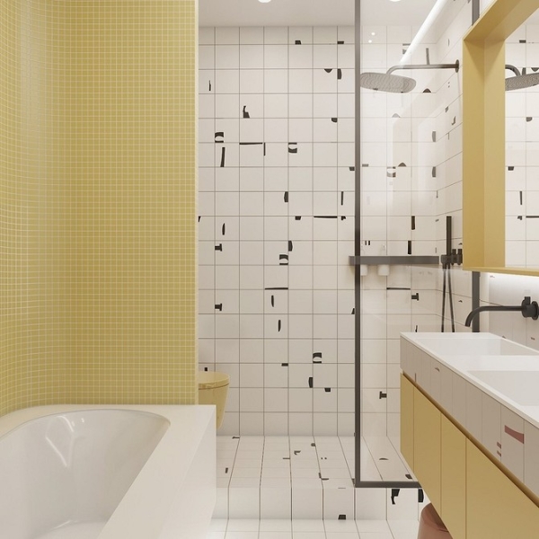 Сочетание плитки в ванной: как скомбинировать разные цвета и фактуры для гармоничного интерьера (97 фото)