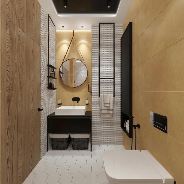 Сочетание плитки в ванной: как скомбинировать разные цвета и фактуры для гармоничного интерьера (97 фото)