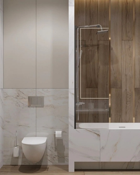 Сочетание плитки в ванной: как скомбинировать разные цвета и фактуры для гармоничного интерьера (97 фото)