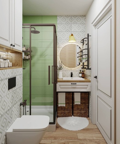 Сочетание плитки в ванной: как скомбинировать разные цвета и фактуры для гармоничного интерьера (97 фото)