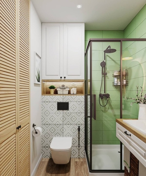 Сочетание плитки в ванной: как скомбинировать разные цвета и фактуры для гармоничного интерьера (97 фото)
