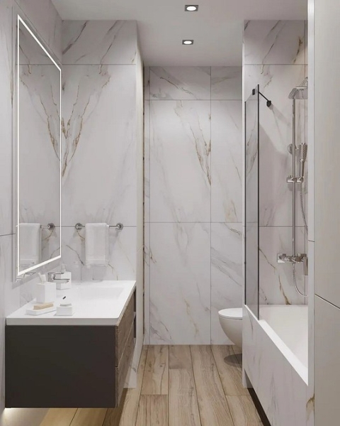 Сочетание плитки в ванной: как скомбинировать разные цвета и фактуры для гармоничного интерьера (97 фото)