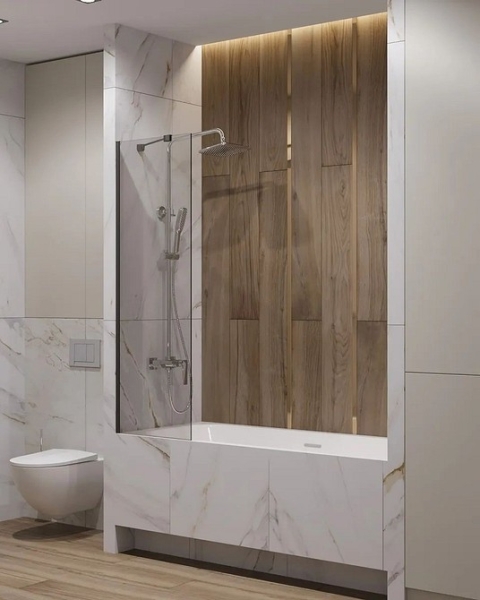 Сочетание плитки в ванной: как скомбинировать разные цвета и фактуры для гармоничного интерьера (97 фото)