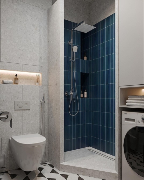 Сочетание плитки в ванной: как скомбинировать разные цвета и фактуры для гармоничного интерьера (97 фото)