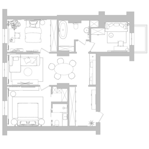 Эклектичная квартира 81 м² в доме 1950-х годов