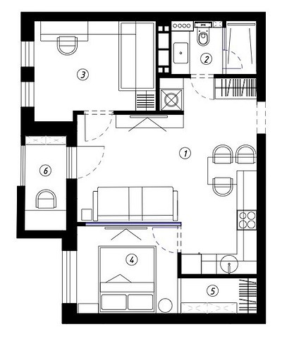 Две спальни, кухня-гостиная, постирочная и кабинет на 51 кв. м! Для мамы и сына — квартира, где есть все