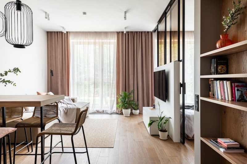 Функциональная однушка 40 кв. м: кухня-ниша вместо гардеробной, гостиная и спальня. Здесь есть все!