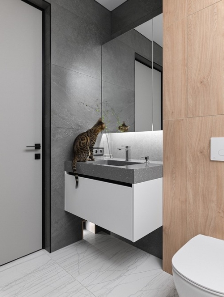 Кухня и кабинет в шкафу, двери для кота и много других классных идей! Квартира 66 кв. м для семьи