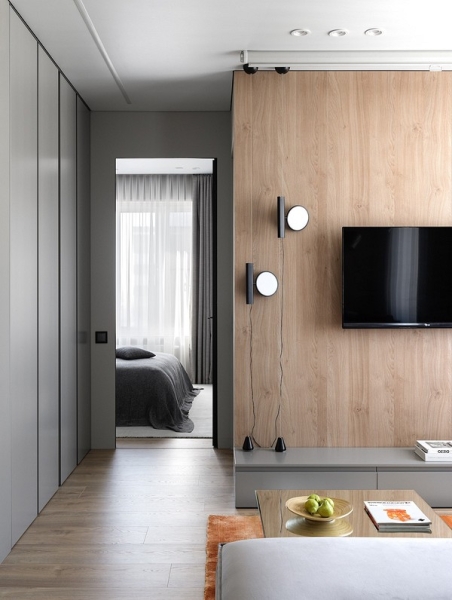 Кухня и кабинет в шкафу, двери для кота и много других классных идей! Квартира 66 кв. м для семьи