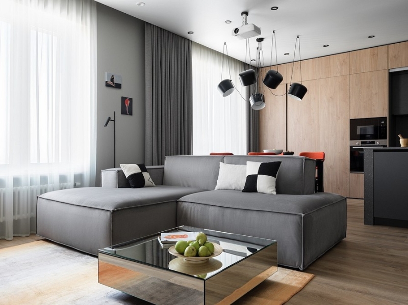 Кухня и кабинет в шкафу, двери для кота и много других классных идей! Квартира 66 кв. м для семьи