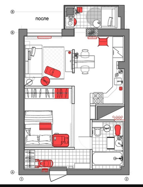 
                                Однокомнатная квартира для семьи с ребенком: идеи обустройства, планировки, примеры проектов (73 фото)                            