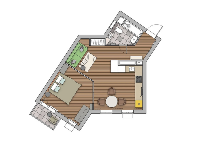 
                                Однокомнатная квартира для семьи с ребенком: идеи обустройства, планировки, примеры проектов (73 фото)                            