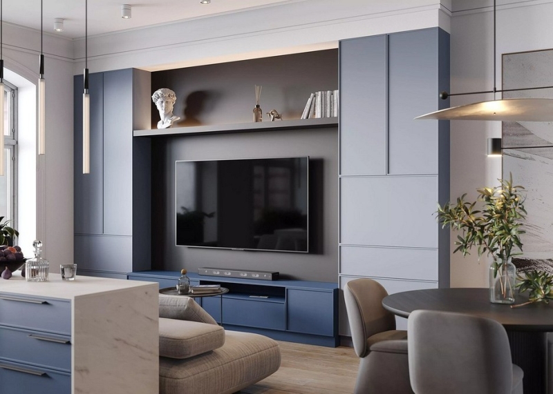 
                                Шкаф под телевизор в зал: тренды, виды, советы по выбору и 78 фото разных моделей                            