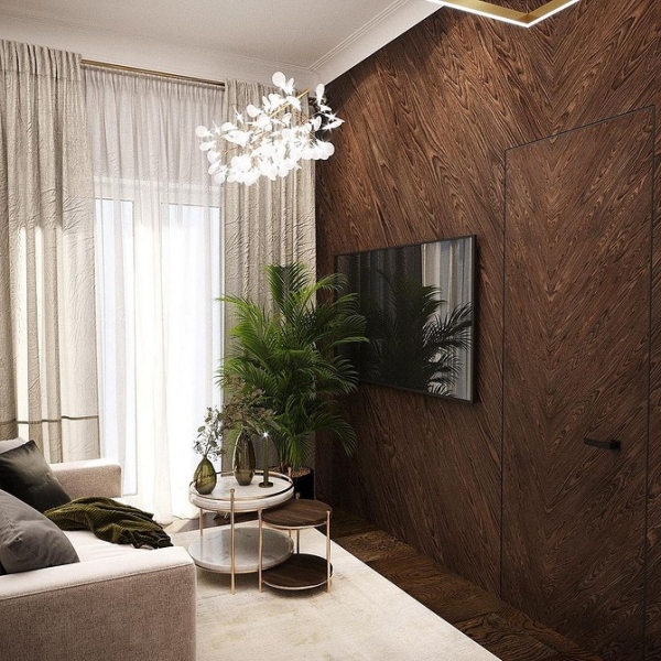 Коричневый в интерьере: варианты применения и 10 лучших цветов-компаньонов (137 фото)