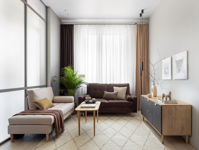 Коричневый в интерьере: варианты применения и 10 лучших цветов-компаньонов (137 фото)