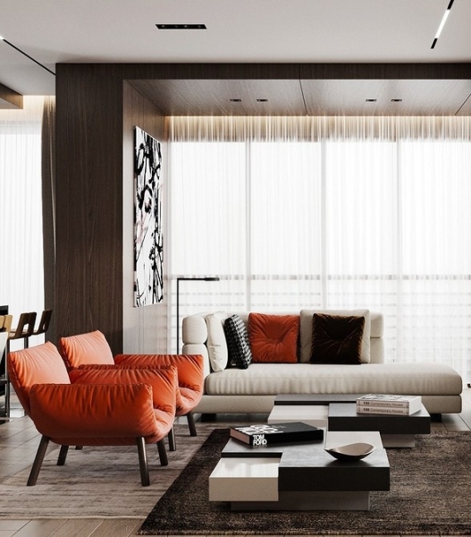 Коричневый в интерьере: варианты применения и 10 лучших цветов-компаньонов (137 фото)