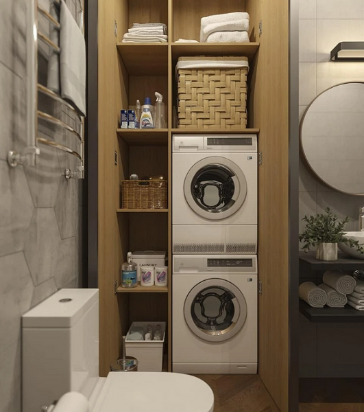 
                                Корзина для белья в ванную: советы по выбору и варианты размещения (67 фото)                            