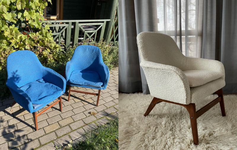Что делать со старым креслом? 8 красивых примеров (фото до и после)