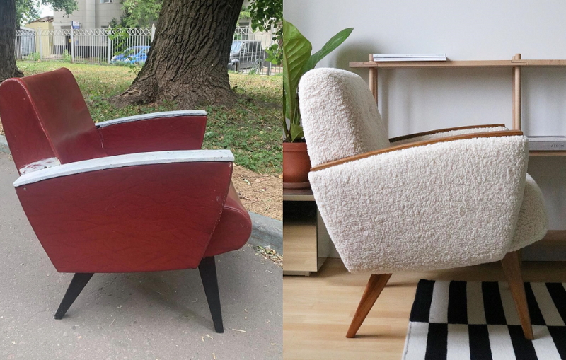Что делать со старым креслом? 8 красивых примеров (фото до и после)