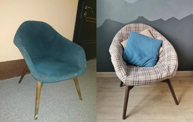 Что делать со старым креслом? 8 красивых примеров (фото до и после)