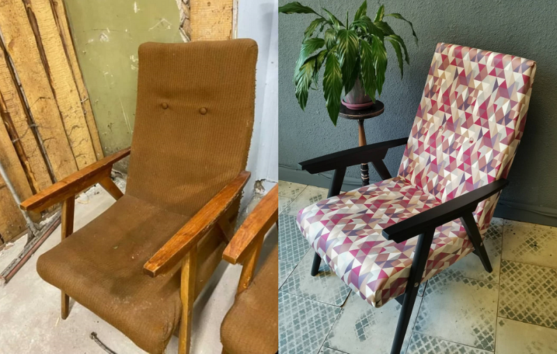 Что делать со старым креслом? 8 красивых примеров (фото до и после)