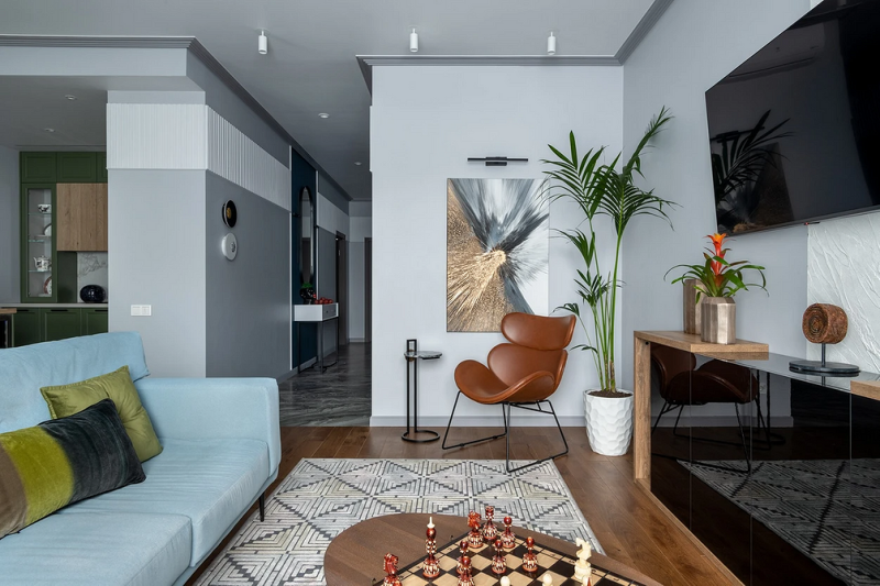 Голубая гостиная: сочетания цветов, идеи оформления и 104 фото