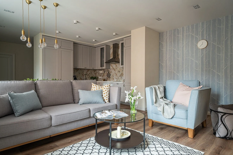 Голубая гостиная: сочетания цветов, идеи оформления и 104 фото