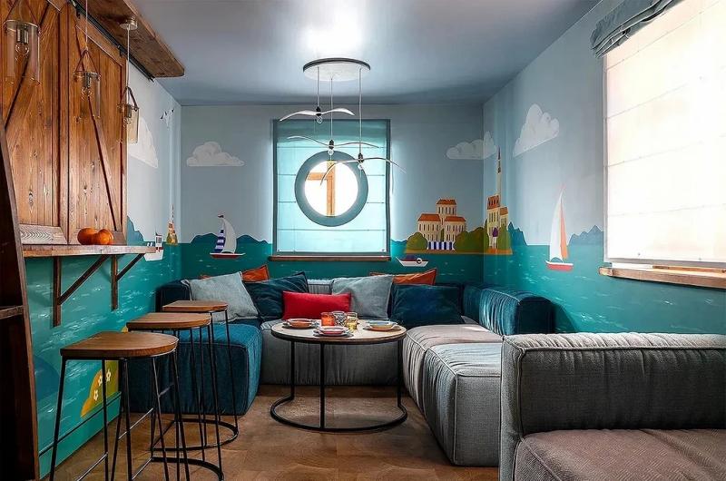 Голубая гостиная: сочетания цветов, идеи оформления и 104 фото